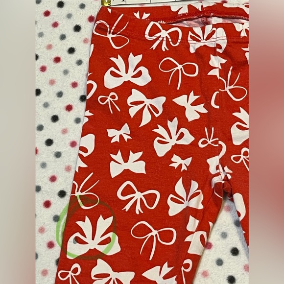 Sz 5t Holiday Leggings Red with White Bow Print Children’s Place - Picture 4 of 6